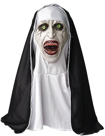 Ficlwigkis Maschera Halloween Horror,Maschera Da Suora Spaventosa,Maschera Di Halloween Da Suora con Bocca Aperta e Bocca Insanguinata,Sorella Maschera Mezza Faccia in Lattice