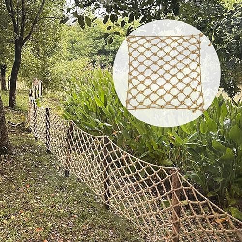 Natürliche Jute Sicherheitszaun Netze,Vielseitige Geländer Netze für Garten Park Treppe Balkon Terrasse,Outdoor-Aktivitäten Heavy Duty Hängematte Netting,Custo(Size:2M×4M(6.5FT×13.1FT),Color:Jute)