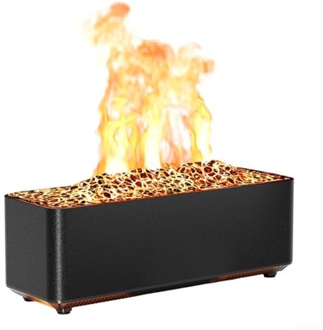 Zoegneer Bunte Flamme Aromatherapie Maschine Desktop Simulation Kamin Luftbefeuchter Nebel Luftbefeuchter für Zuhause Schlafzimmer (Schwarz-C)
