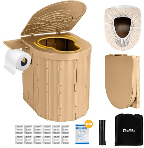 Campingtoilette,Extragroß Mobile Toilette mit Deckel, Trenntoilette, Tragbare Toilette für Draußen oder Drinnen,mit Papierrollenhalter und Telefonablage Ideal für Camping,Wandern,Reisen,Angeln,grau