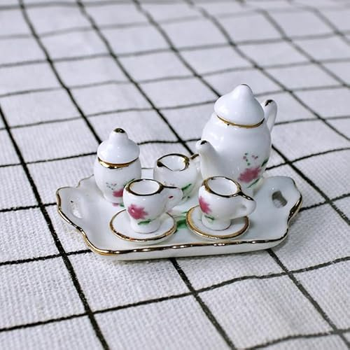 Sarini 1/12 Scale Dollhouse Tea Set Dolls House Decorations Mini Kitchen Furniture Model Dollhouse Accessories