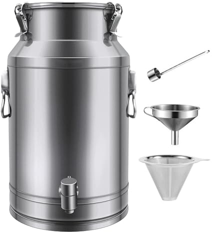 Yiustldd Bidoni per Il Latte in Acciaio Inox 201, Secchio per Vino, Secchio per latticini, Bottiglia, Contenitore ermetico con Coperchio sigillato, Resistente,18L