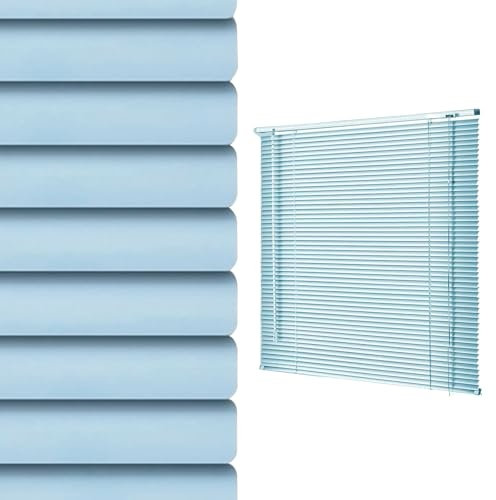 25 mm Tende Veneziana in Alluminio Impermeabile Persiane Veneziane Orizzontali Oscurante per Ufficio, Cucina, Bagno e Soggiorno, Tenda a Lamelle Regolabili(Light Blue)