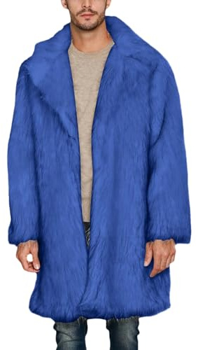 Cappotto invernale da uomo in finta pelliccia, giacca lunga di lusso in pile soffice con risvolto a maniche lunghe spesso caldo morbido cardigan aperto sul davanti