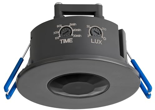 SEBSON Détecteur de Mouvement Intérieur - Lot de 2 | Montage Plafond Encastré, Programmable, LED adapté, 3 Fils, Capteur Infrarouge 8m/360°, Ø75x45mm