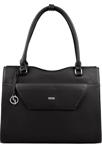 Socha Laptoptasche & Businesstasche/Aktentasche für Damen, Vario Black 15.6 Zoll, aus schwarzer Feinsynthetik, herausnehmbares Laptopfach, Vollausstattung