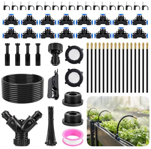 Sockywin Sistema di irrigazione da giardino, regolabile a 360° Tubo di irrigazione Sistema di irrigazione per balcone Irrigazione delle piante Con 16 ugelli Irrigazione a goccia Irrigazione da