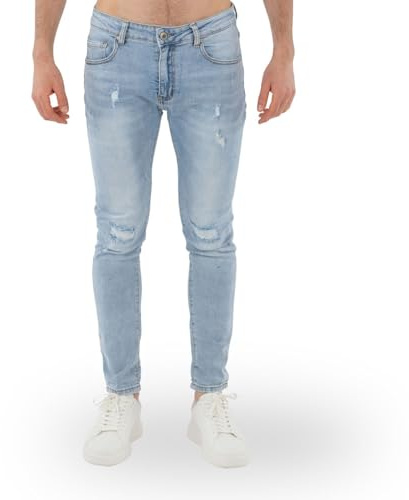 TONY BACKER - Jeans Uomo Slim Fit Elasticizzati e Strappati Urban