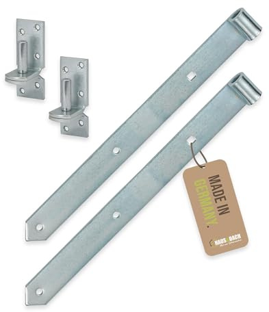 HAUS&DACH Ladenband Set 500 mm, Kloben Ø13 mm eng zum Anschrauben, blau verzinkt – Torband/Türband für Gartentor, Holztor & Fensterladen