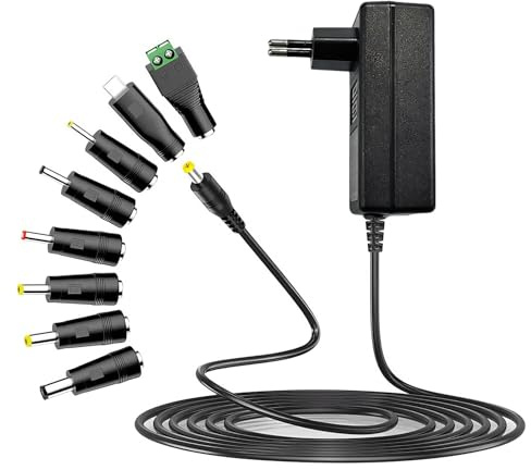 Bloc d'alimentation 12 V 3 A 36 W 12 V 1 A 2 A 3 A AC DC avec 8 prises CC pour bandes LED, caméra de vidéosurveillance, moniteur LCD, routeur et boîtier TV, 3000 mA max