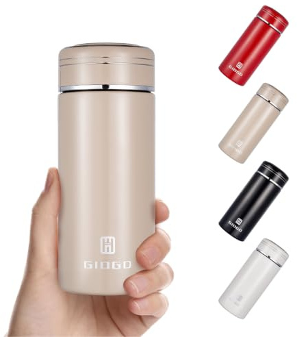Small Water Bottle 230ml Small Flask for Hot Drink Metal Water Bottle Insulated Stainless Steel Water Bottles Flask(Khaki)