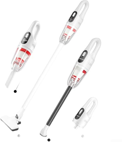 Cordless Handheld Vacuum Cleaner, 20000Pa Powerful Suction 3-in-1 Brush Set, Lightweight Wireless for Carpet Floor Sweeper, Home Car Office Cleaning, White