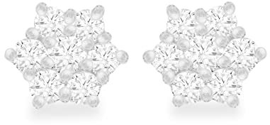 Tuscany Silver Damen Ohrstecker Sterling Silber Cluster Weiß Zirkonia