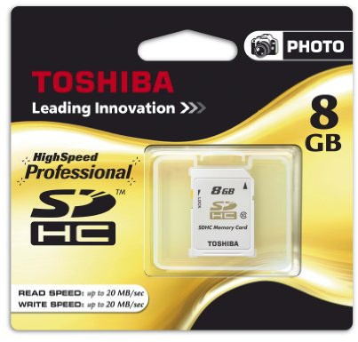 Toshiba 8 GB SDHC High Speed PROFESSIONAL CLASS 10, Secure Digital High Capacity Speicherkarte inkl. Case