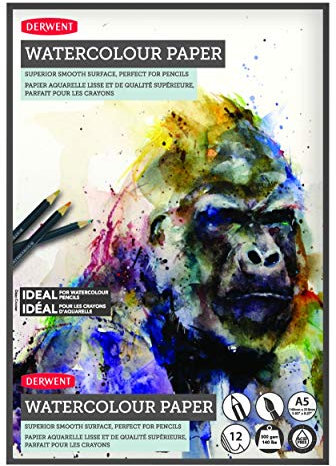 Derwent A5 Aquarellpapierblock, weiß, 12 Blatt