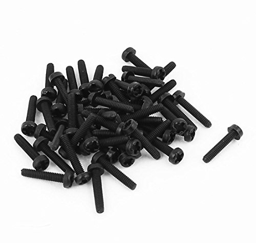 uxcell M2 x 10mm Nylon Phillips Cross Pan Head Machine Screws Black 50 PCS