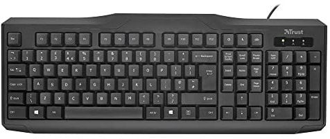 Trust Classicline Wired Full Size Keyboard for PC and Laptop, UK Layout - Black