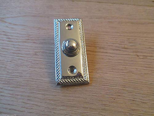 IRONMONGERY WORLD® Victorian Traditional Old Style Bell Push Door Bell Wired (Polished Chrome Georgian (Rope))