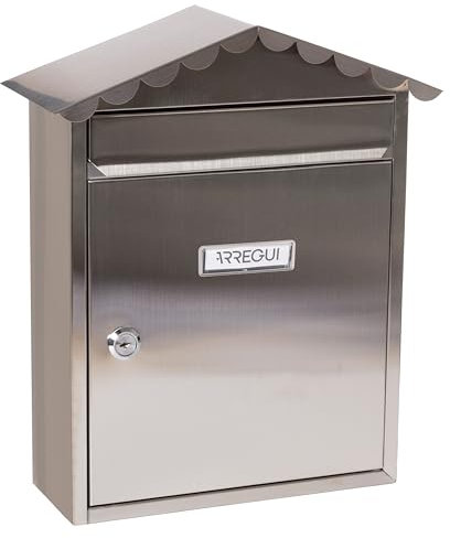 ARREGUI Visit E5747 Cassetta Postale Individuale in Acciaio Inossidabile, Cassetta della Posta da Parete, Cassetta delle Lettere, Dimensione M (DIN A4 e Riviste), Facile da Montare, Inox