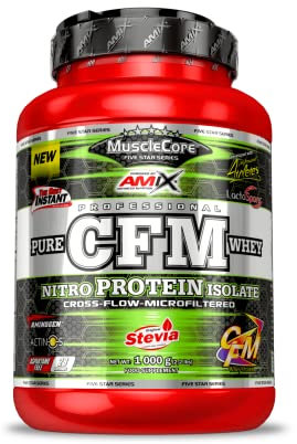 Amix | Proteína CFM Nitro Whey Con Actinos - Ayuda a Mantener la Masa Muscular - Con Enzimas Digestivas - Fácil Digestión - Rápida Absorción - Proteína en Polvo - 1 Kg - Sabor Doble Chocolate
