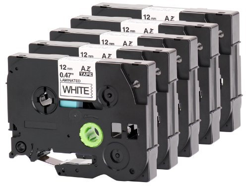 Silvertrade - Tze-231 Schriftband kompatibel zu Brother Tze-231 Schwarz auf Weiß 12mm Breit x 8 m Länge - 5 Stück im Set