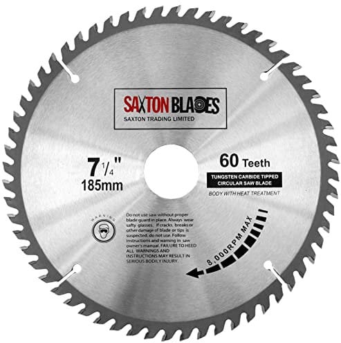 TCT18560T Saxton TCT Circular Wood Saw Blade 185mm x 30mm Bore x 60T for Bosch Makita Dewalt Fits 190mm Saws