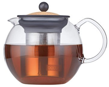 Bodum Assam Teebereiter mit Edelstahlfilter, Glas, Transparent/kork, 15 cm