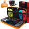 Orzly Étui de Transport Compatible avec Nintendo Switch et Nouvelle Console OLED Switch - Étui de Transport de Voyage Portable et de Protection Orange avec Pochettes pour Accessoires et Jeux