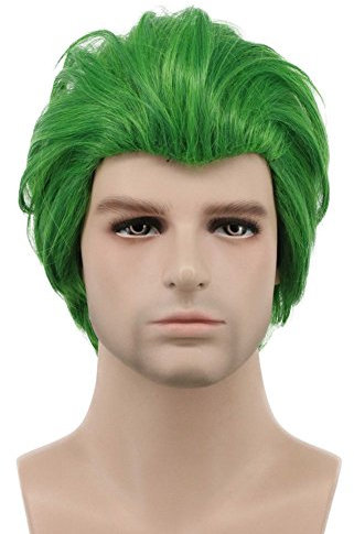 karlery Herren Kurz Gerade Grüne Perücke Männer Halloween Cosplay und Anime Kostüm Perücke