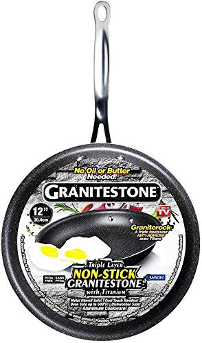 Granitestone Nonstick Frying Pan, 12” Egg Pan with Stay Cool Handles, Dishwasher Safe, 100% PFOA Free