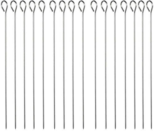 rukauf - 20 spiedini da barbecue in acciaio inox, 20 cm, spiedini squadrati per carne e verdure