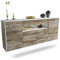 Dekati Sideboard Coral Springs hängend (180x77x35cm) Korpus Weiss matt - Front Holz-Design Treibholz - Push to Open - Leichtlaufschienen