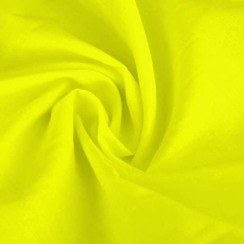 Plain Solid Dyed Polycotton Pre Shrunk Fabric Material Linings Dress Making Crafts Home Décor Table Cloth Sheeting Quilting | 60+ Colours | 45” - 112 cm Wide (Sold by The Metre, Yellow)
