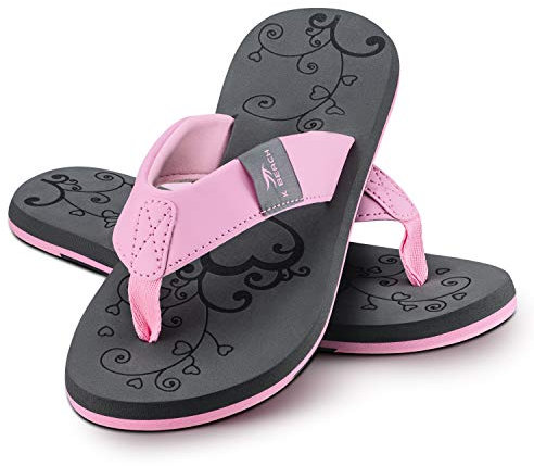 Ultrapower Flip-On Damen Zehentrenner | Flip Flops | Badelatschen | Strandschuhe | Duschlatschen | Zehenstegpantolette | Bad | Sauna Schuhe | Sandalen | ZT2 | Grau/Rose | Gr.40