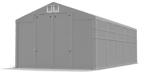 Das Company Lagerzelt 5x10x4m wasserdicht grau Zelt 560g/m² PVC Plane ganzjährig Zelthalle Winter Plus SD