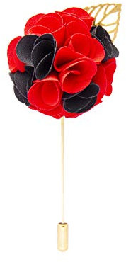 Knighthood Fleur de Bouquet Rouge et Noir avec Feuille d'or épinglette épinglette Insigne Manteau Costume Veste Cadeau de Mariage fête Chemise col Accessoires Broche