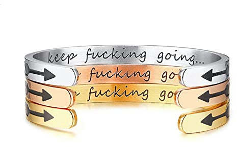 KnSam Edelstahl Armband Damen Damen Armband Silber Keep Fucking Going Für Damen Silber