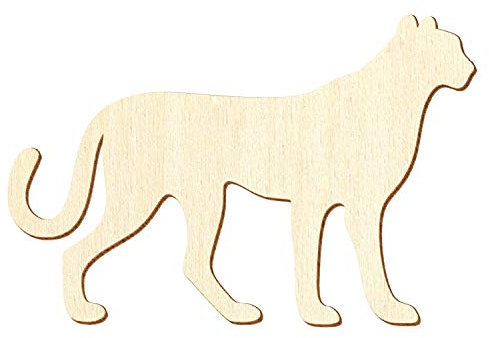 Holz Gepard - Deko Basteln 3-50cm, Größe:12cm, Pack mit:10 Stück