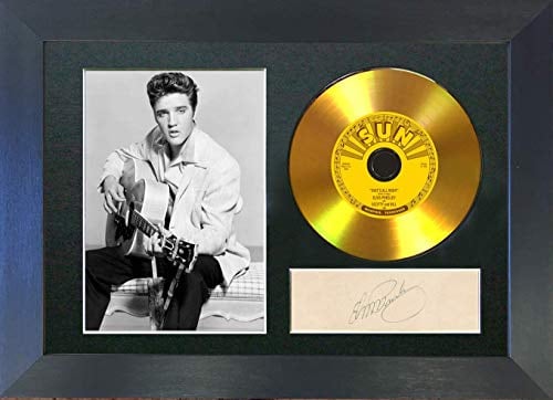 Elvis Presley #131 Gold Disc Thats All Right, signiertes Autogramm, A4, schwarzer Rahmen