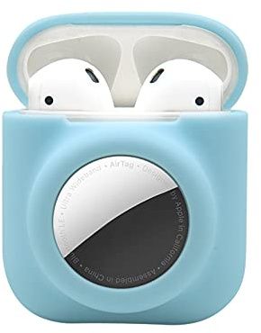 2 in 1 Schutzhülle kompatibel für Airpods für Airtag Case Combo Set, Silikon GPS Tracker Cover Halter, Soft Shock-Proof Anti-Scratch Anti-Lost