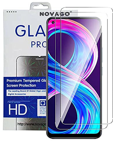 Novago compatible con Realme 8 Pro – Pack de 2 protectores de cristal templado ultrarresistentes a los golpes y a las explosiones de pantalla (transparente)