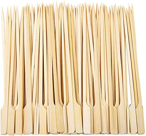 Kitchencookshop Lot de 100 Pique en Bois Brochettes en Bambou pour Barbecue, Brochettes, Hamburgers, Cocktails, Buffets (25 cm)