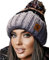 4sold warme Wintermütze für Damen und Herren mit Bommel, einfarbig, Skimütze, Wollmütze, kuscheliges Fleece-Innenfutter, Grau / Schwarz, Einheitsgröße
