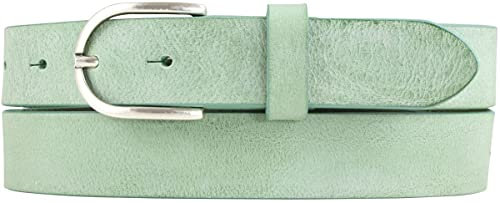 BELTINGER Damen-Gürtel aus weichem Vollrindleder Vintage-Look 3 cm | Leder-Gürtel für Damen 30mm | Schmaler Gürtel Used-Look | Mintgrün 80cm