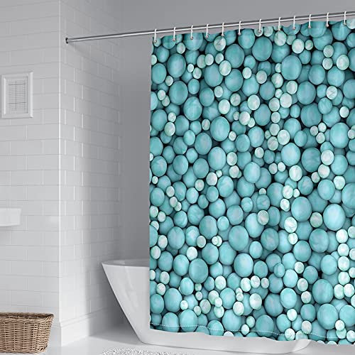 Banemi Duschvorhang Farbig, Duschvorhang Lang Verde Patrón de Piedra 165X200cm für Kleine Badewanne mit 12 Duschvorhangringen