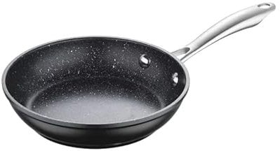 MasterPro Vital Forged Aluminium 20cm/8” Frying Pan, Durable Quick Heating Pan with Stainless Steel Handles, Durable Cookware for All Gas Types, Dishwasher Safe, Black…