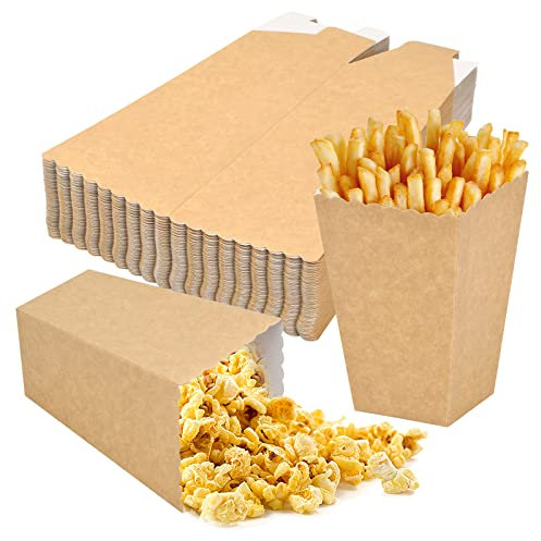 50 Stück Kraftpapier Popcorn Boxen, Wiederverwendbar Popcorn Karton Tüten, 3 Größen Pappe Snacks Süßigkeiten Behälter für Geburtstagsfeier Kino Schulveranstaltungen Party Picknick Hochzeit (M)