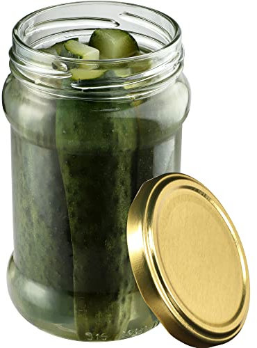 KADAX 20st Einmachgläser 315 ml mit fi66 mm Schraubdeckel für Honig, Dessert, Marmeladen | Luftdichte Gläschen, Einmachglas, Rundgläser, Konfitürengläser, Honiggläser (20 Stück, Gold)