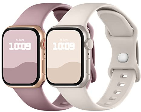 Adepoy 2 Pack Strap Compatible with Apple Watch Straps 49mm 46mm 45mm 44mm 42mm 41mm 40mm 38mm, Soft Silicone Sport Band with Classic Clasp for iWatch Series 10 9 8 Ultra SE 7 6 5 4 3 2 1 Ultra 2