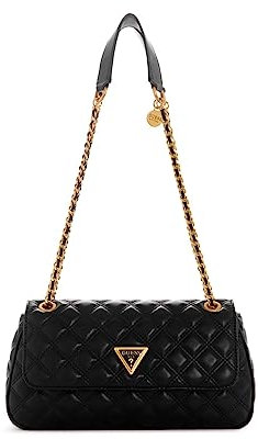 GUESS Damen Giully umwandelbare Umhängetasche Crossbody, Flap, Schwarz